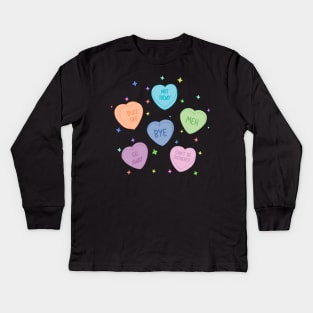 Funny Candy Conversation Hearts Kids Long Sleeve T-Shirt